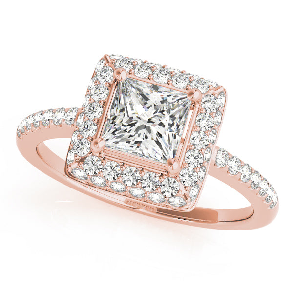 14K Rose Gold 1.20ctw Diamond Halo Engagement Ring