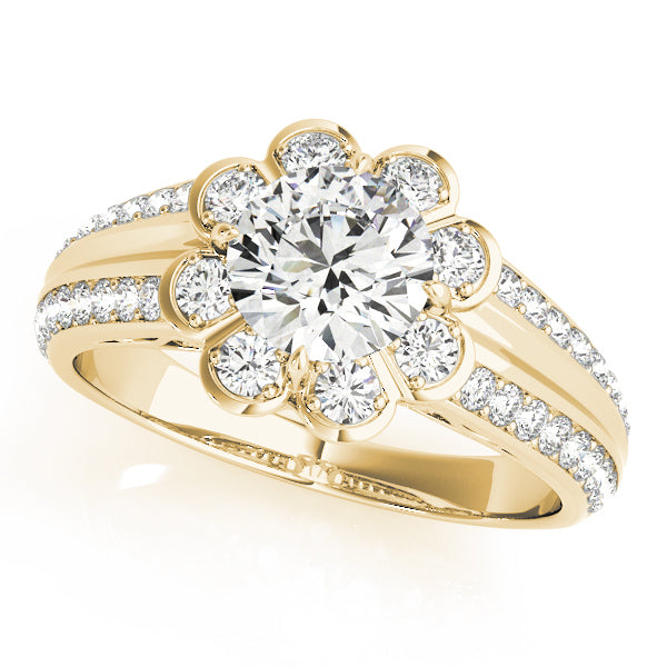 18K Yellow Gold 1 3/8 ct tw Halo Diamond Engagement Ring