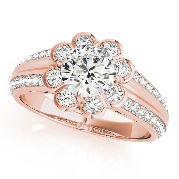 18K Rose Gold 1 3/8 ct tw Halo Diamond Engagement Ring