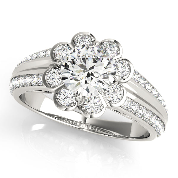 14K White Gold 1 CT Diamond Halo Engagement Ring