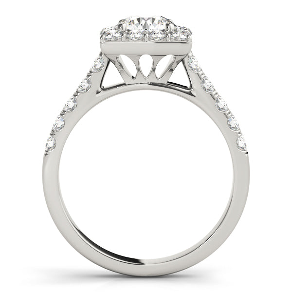 14K White Gold Round Diamond Halo Engagement Ring