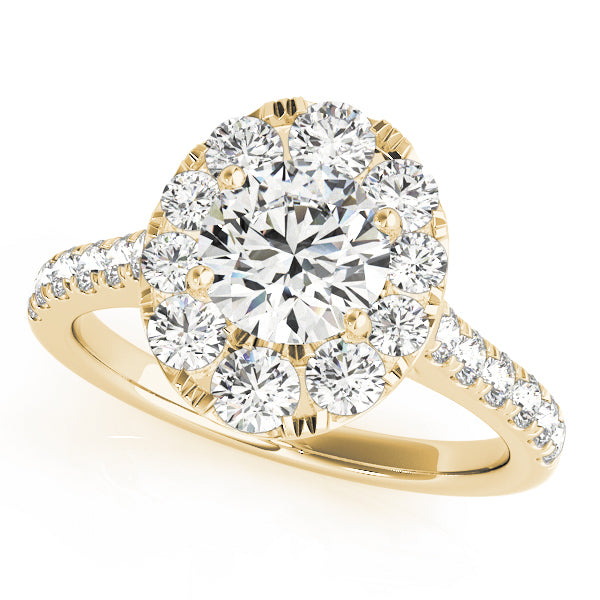 18K Yellow Gold Diamond Halo Engagement Ring 1.87ctw