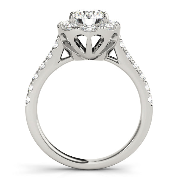 14K White Gold 1.87 ctw Round Diamond Halo Ring