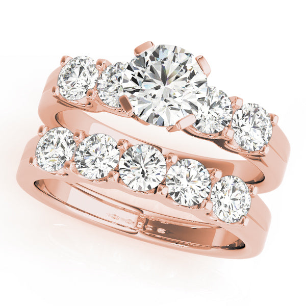 14K Rose Gold 1 1/2 ct tw Single Row Diamond Engagement Ring