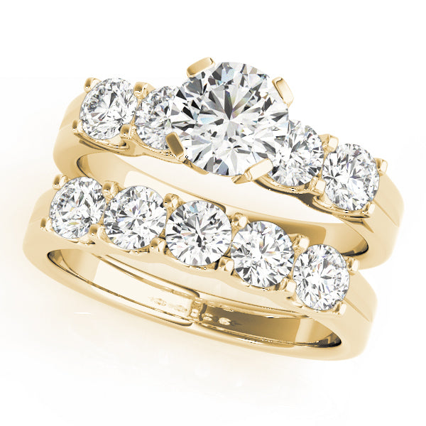 14K Yellow Gold 1 1/2 ct tw Single Row Diamond Engagement Ring