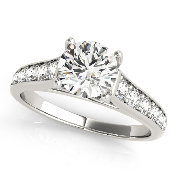 14K White Gold Single Row Diamond Engagement Ring