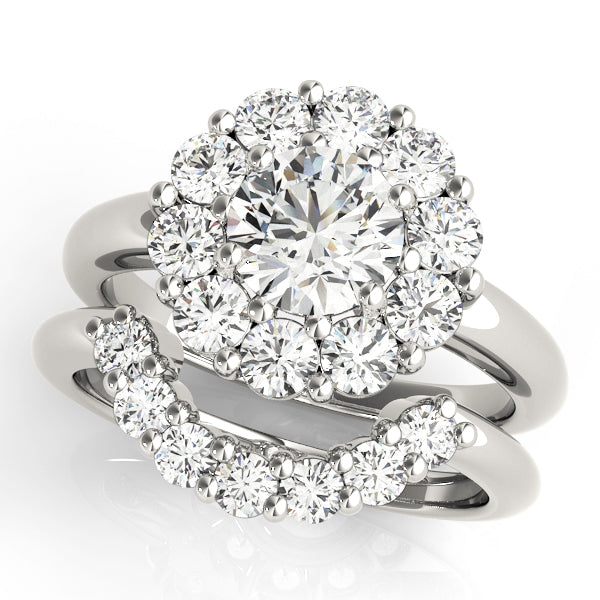 18K White Gold 2 CT Diamond Halo Engagement Ring
