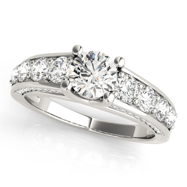 14K White Gold Round Diamond Trellis Ring