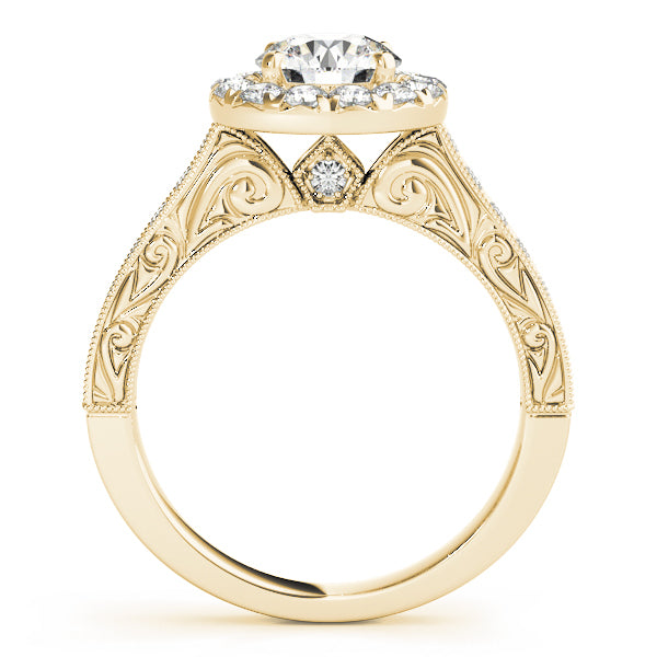 14K Yellow Gold Diamond Halo Engagement Ring 1 ct
