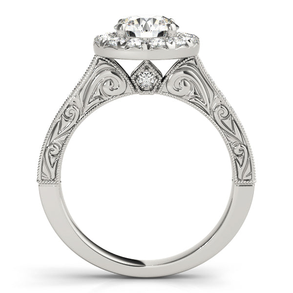 14K White Gold 1 ct Diamond Halo Engagement Ring