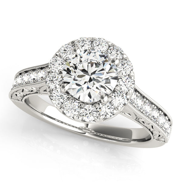14K White Gold 1 ct Diamond Halo Engagement Ring