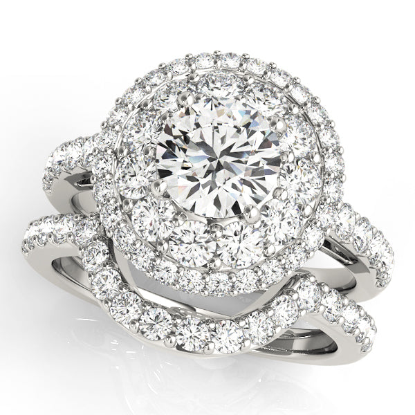 Platinum 2 CT Round Diamond Halo Engagement Ring