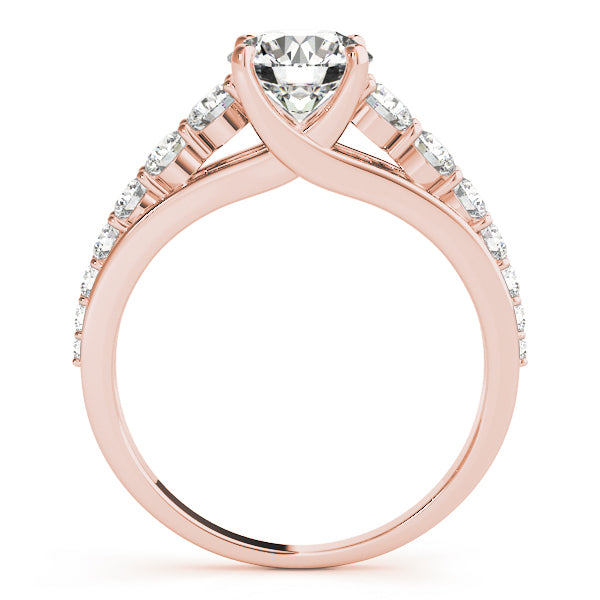 18K Rose Gold 1 ct Diamond Single Row Engagement Ring