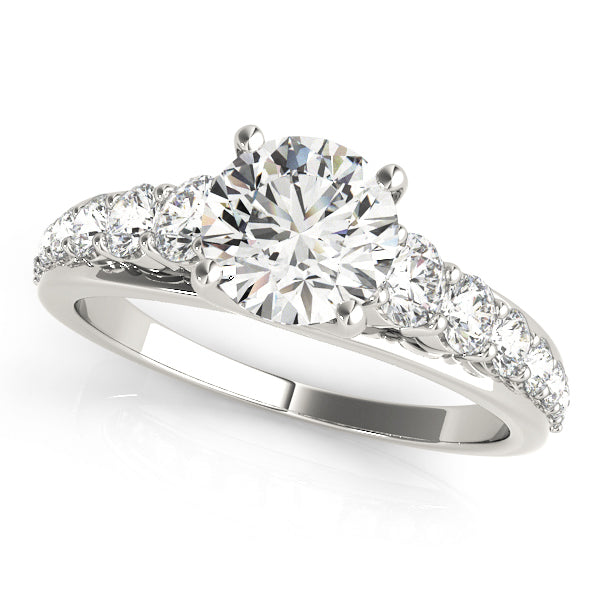 Round Diamond Single Row Engagement Ring