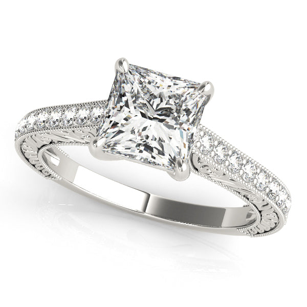 14K White Gold Diamond Single Row Engagement Ring