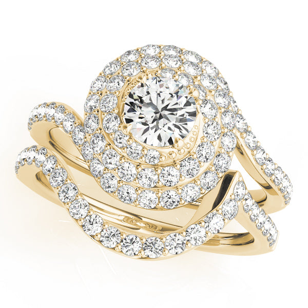 14K Yellow Gold 1 ct Diamond Halo Engagement Ring