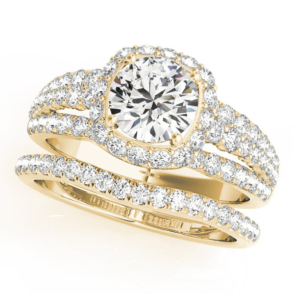 14K Yellow Gold Diamond Halo Engagement Ring 1.88ctw