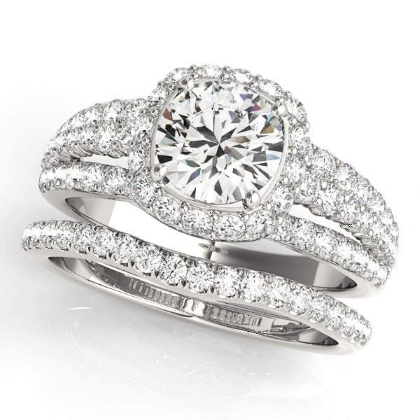 14K White Gold 1.88 ctw Diamond Halo Engagement Ring