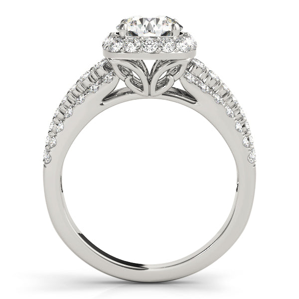 Platinum 1.88 ctw Round Diamond Halo Engagement Ring
