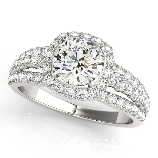 Platinum 1.88 ctw Round Diamond Halo Engagement Ring