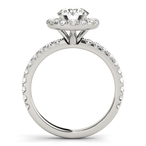 Platinum Round Diamond Halo Engagement Ring