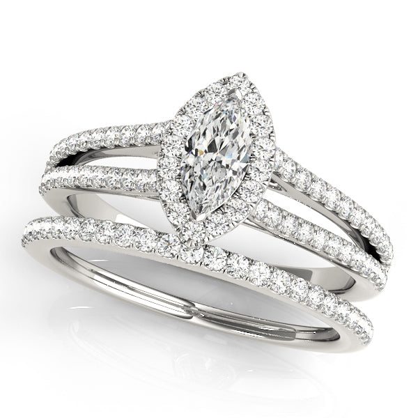 18K White Gold Marquise Diamond Engagement Ring