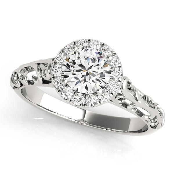 Platinum Round Diamond Halo Engagement Ring 5/8 ctw