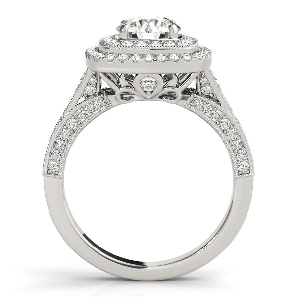 18K White Gold Diamond Halo Engagement Ring 1.87ctw
