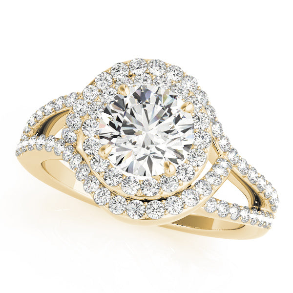 18K Yellow Gold 1 ct Diamond Halo Engagement Ring