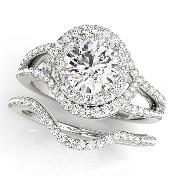 Platinum 1.75 ctw Round Diamond Halo Engagement Ring