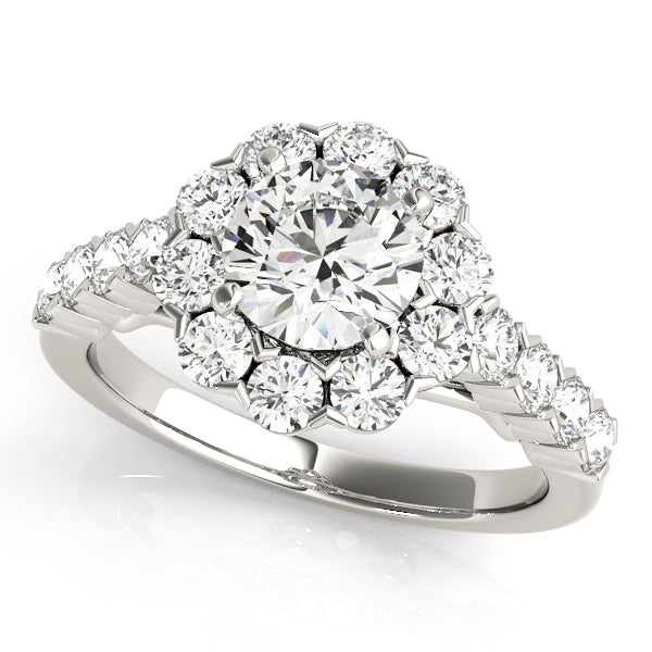 Platinum Round Diamond Halo Engagement Ring 2.13 ctw