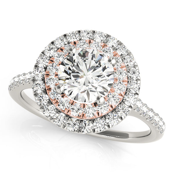 18K Rose Gold 1 CT Diamond Halo Engagement Ring