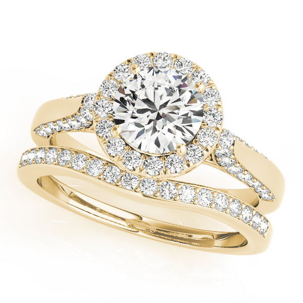14K Yellow Gold 1 ct Diamond Halo Engagement Ring