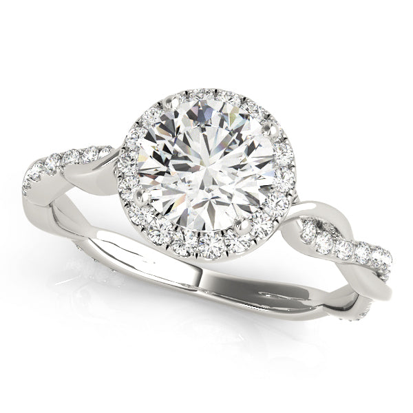 Platinum 1.33ctw Round Diamond Halo Engagement Ring
