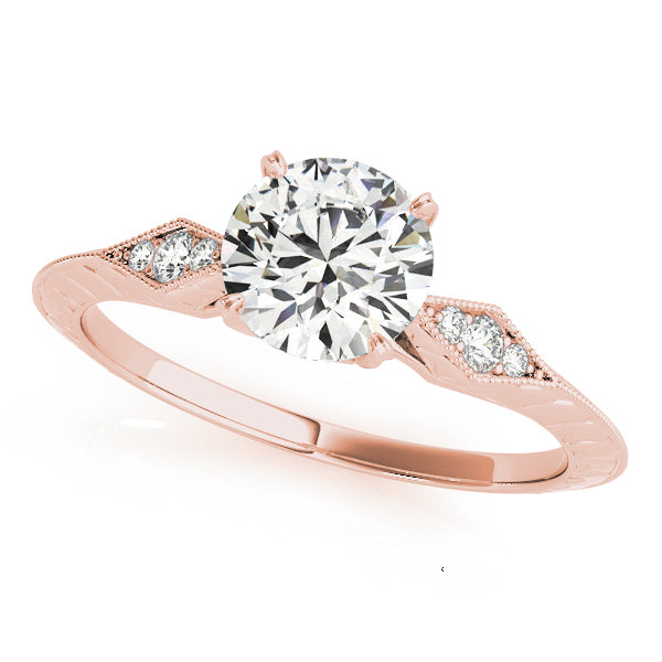 14K Rose Gold Diamond Vintage Engagement Ring