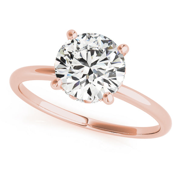 14K Rose Gold 1 ct Diamond Single Row Engagement Ring
