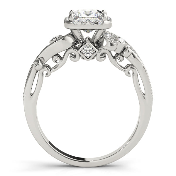 18K White Gold Diamond Halo Engagement Ring 0.5ctw