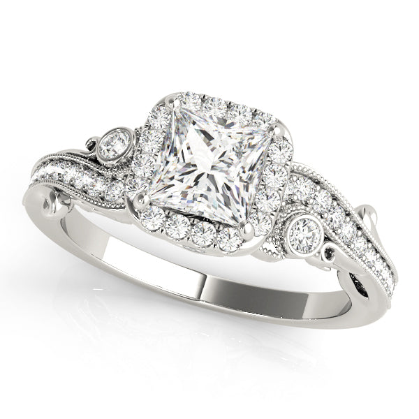 18K White Gold Diamond Halo Engagement Ring 0.5ctw
