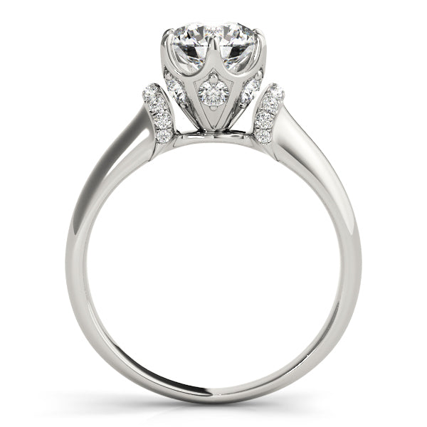18K White Gold Round Diamond Vintage Ring