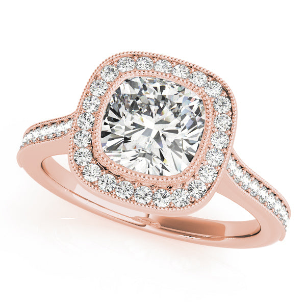 Rose Gold 1 CT Diamond Halo Engagement Ring