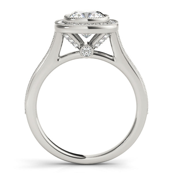 14K White Gold Cushion Diamond Engagement Ring