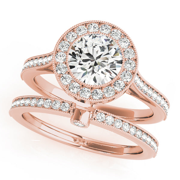 18K Rose Gold 1.33ctw Diamond Halo Engagement Ring