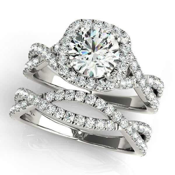 14K White Gold 1.5 ctw Round Diamond Halo Ring