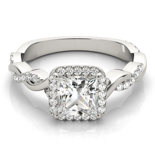 Platinum Diamond Halo Engagement Ring 1/2 CT