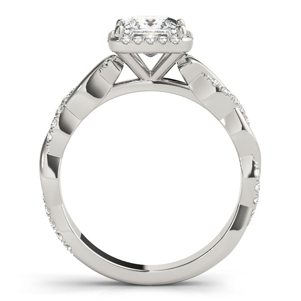 18K White Gold Diamond Halo Engagement Ring