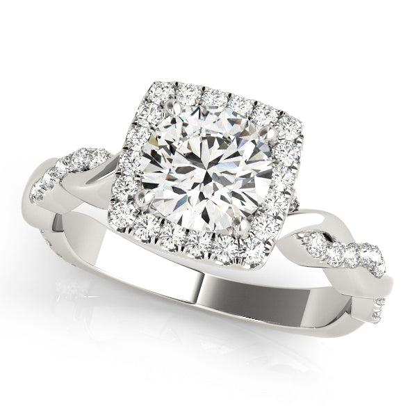 Platinum 1 CT Diamond Halo Engagement Ring