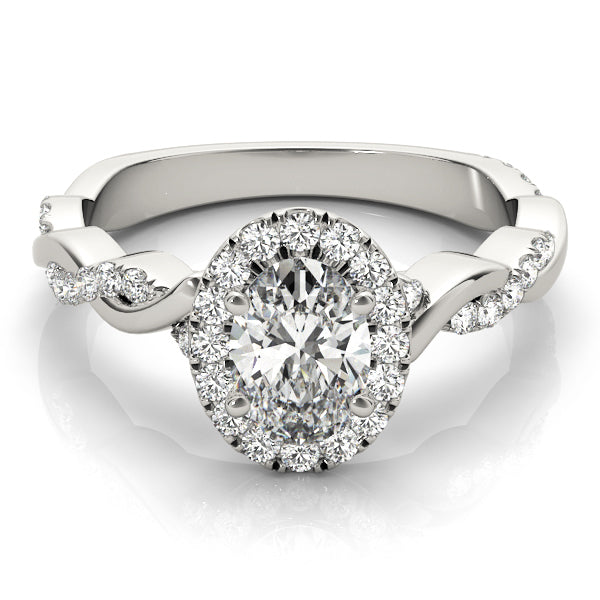 Platinum Oval Diamond Halo Engagement Ring 0.5ctw