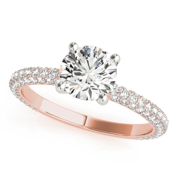 14K Rose Gold 1 1/2 ct tw Pave Diamond Engagement Ring