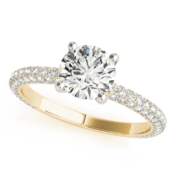 18K Yellow Gold 1 1/2 ct tw Pave Diamond Engagement Ring