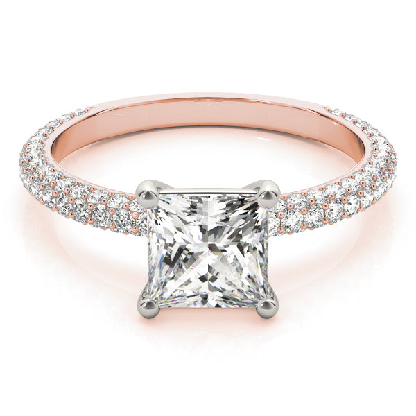 14K Rose Gold Diamond Pave Engagement Ring